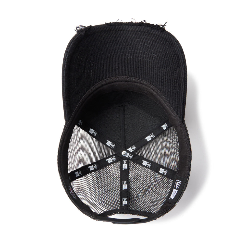 9FORTY A-Frame Trucker New York Yankees Damaged Twill Black Snapback