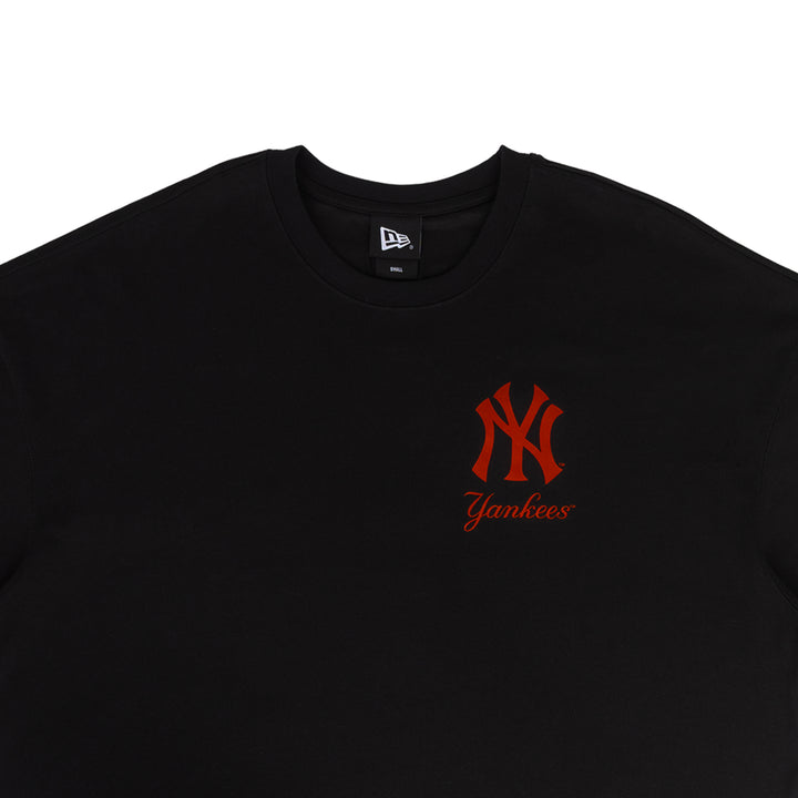 New York Yankees MLB Metallic Black Oversized Short Sleeve T-Shirt