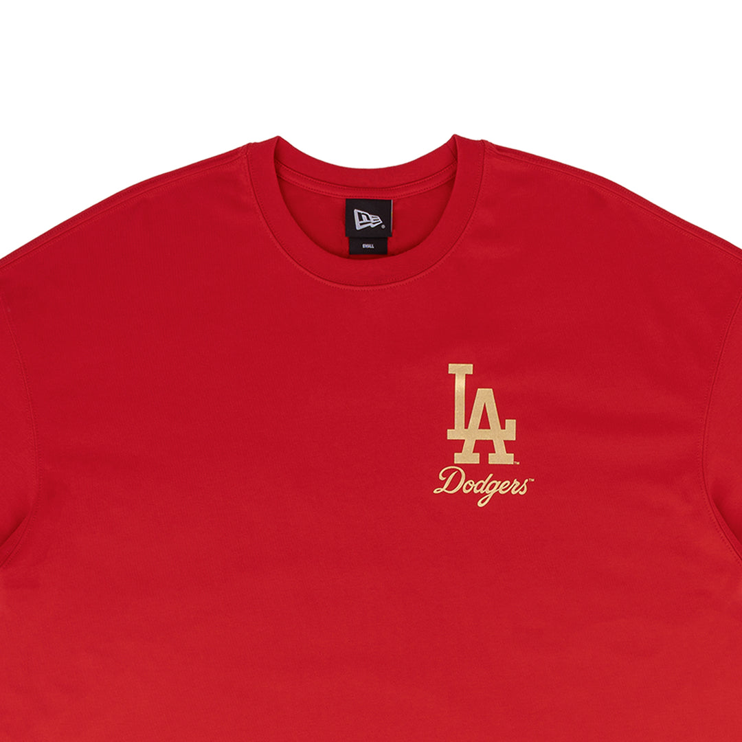 Los Angeles Dodgers MLB Metallic Scarlet Oversized Short Sleeve T-Shirt