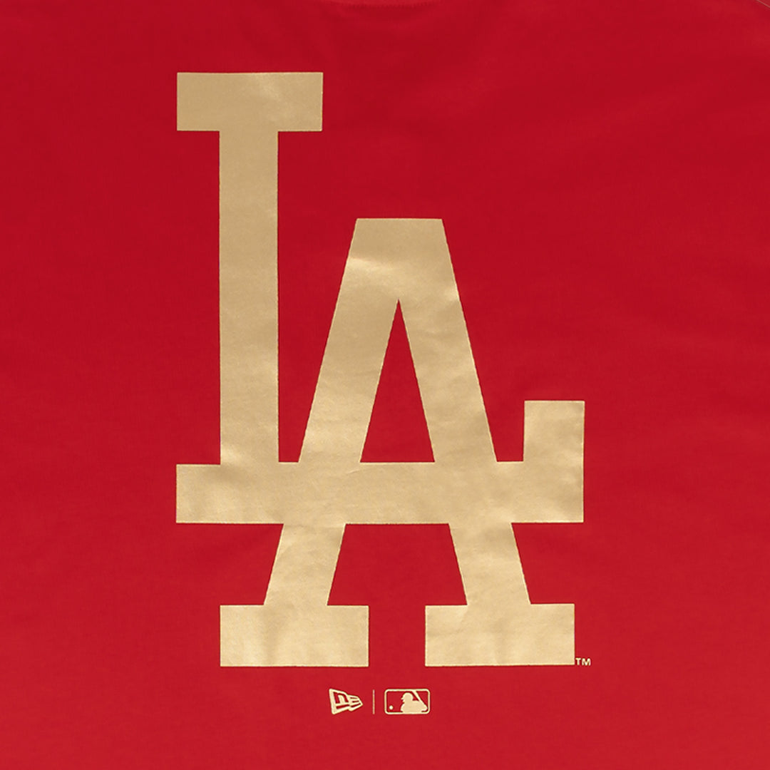 Los Angeles Dodgers MLB Metallic Scarlet Oversized Short Sleeve T-Shirt