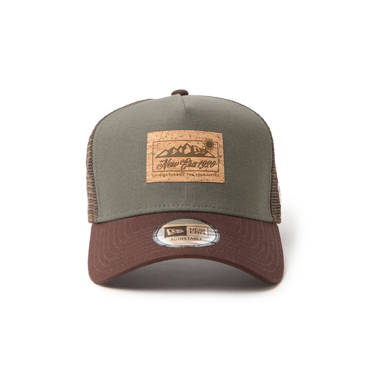 9FORTY A-Frame Trucker Duck Cork Patch 2-Tone Burntwood Visor Moss Snapback