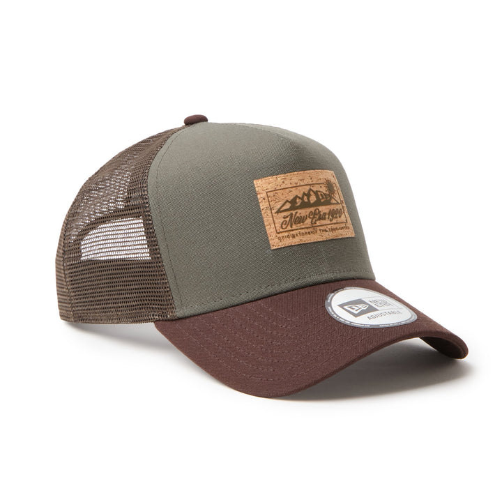 9FORTY A-Frame Trucker Duck Cork Patch 2-Tone Burntwood Visor Moss Snapback