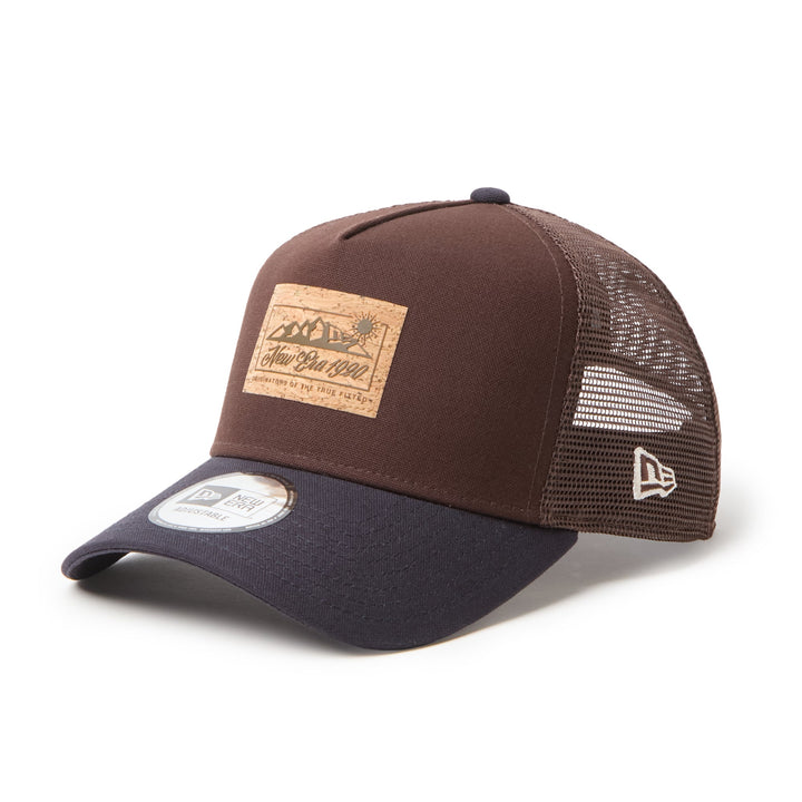 9FORTY A-Frame Trucker Duck Cork Patch 2-Tone Burntwood Visor Navy Snapback