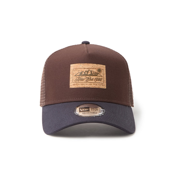9FORTY A-Frame Trucker Duck Cork Patch 2-Tone Burntwood Visor Navy Snapback