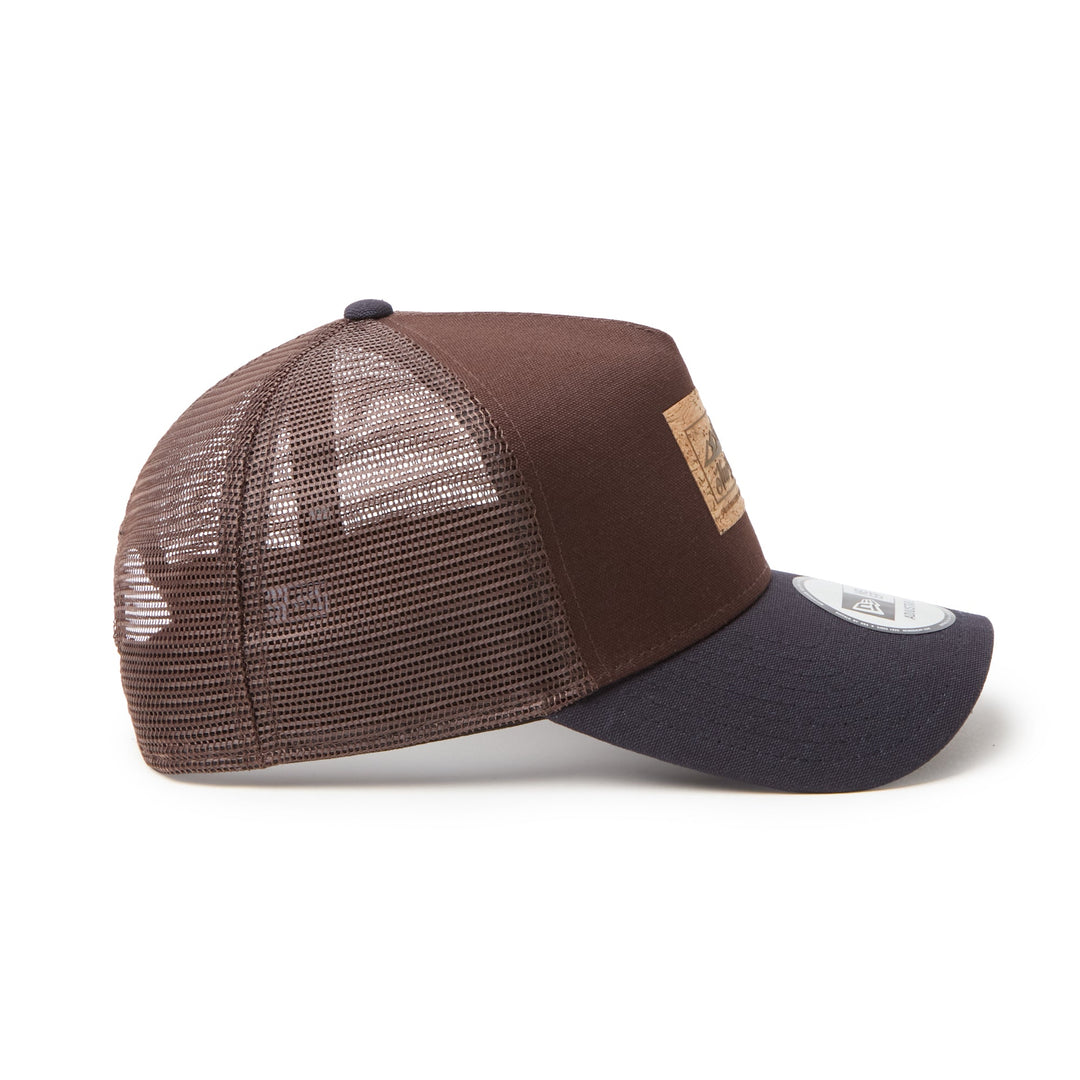 9FORTY A-Frame Trucker Duck Cork Patch 2-Tone Burntwood Visor Navy Snapback