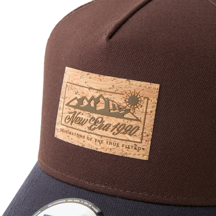 9FORTY A-Frame Trucker Duck Cork Patch 2-Tone Burntwood Visor Navy Snapback