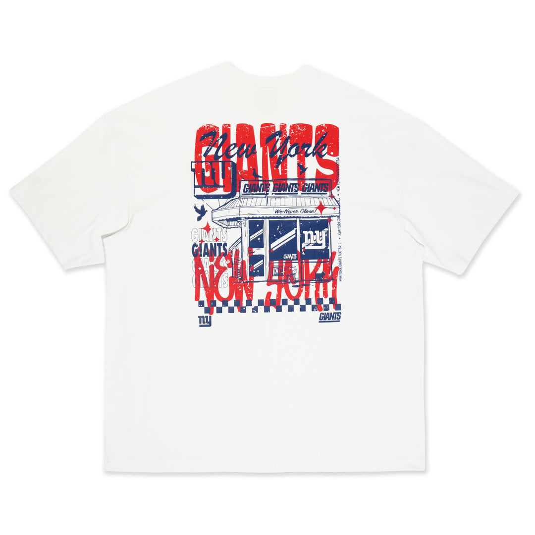 New York Giants NFL Restro White Oversized Short Sleeve T-Shirt