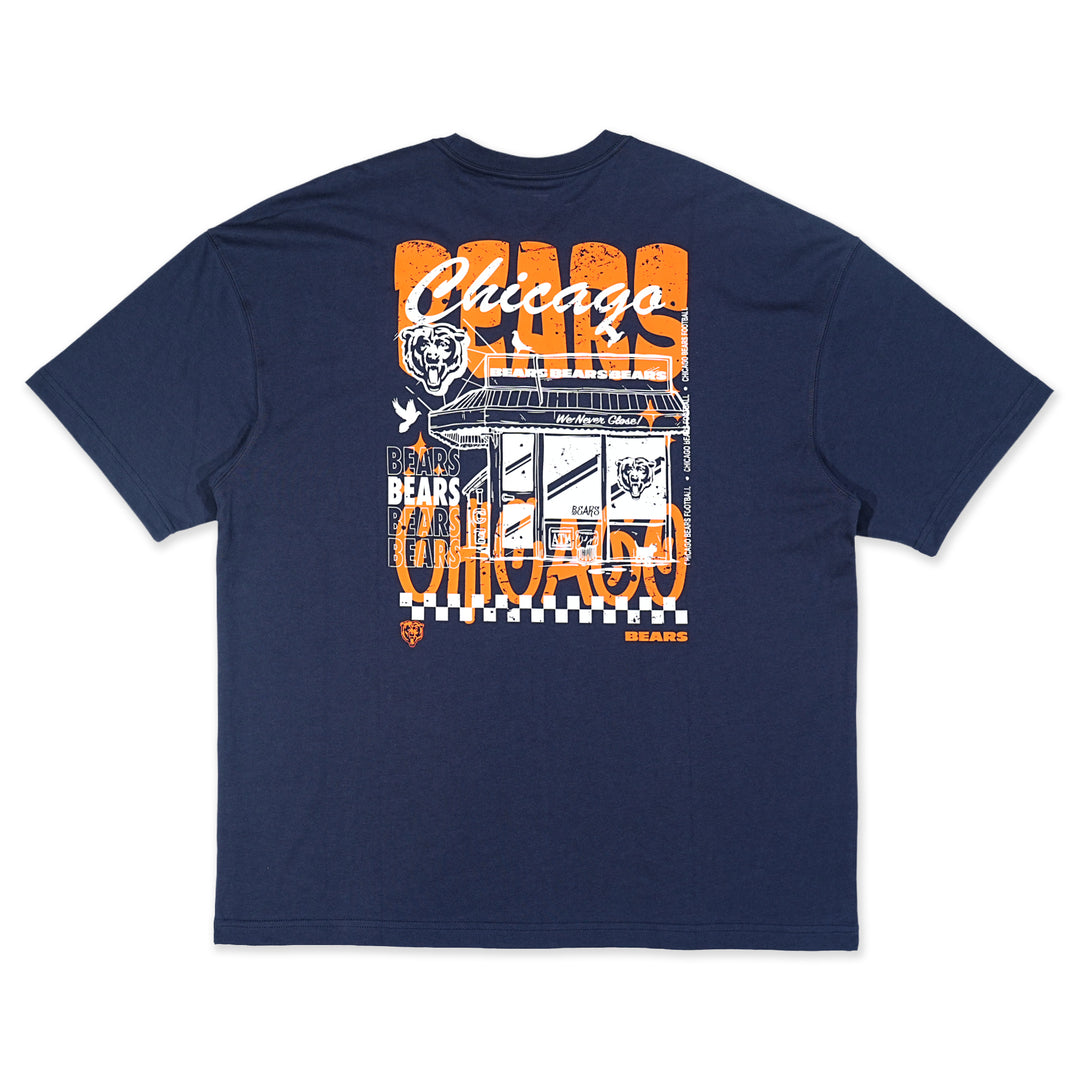 Chicago Bears NFL Restro Navy Oversized Short Sleeve T-Shirt