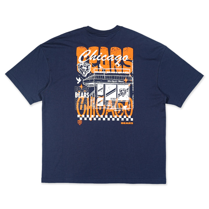 Chicago Bears NFL Restro Navy Oversized Short Sleeve T-Shirt