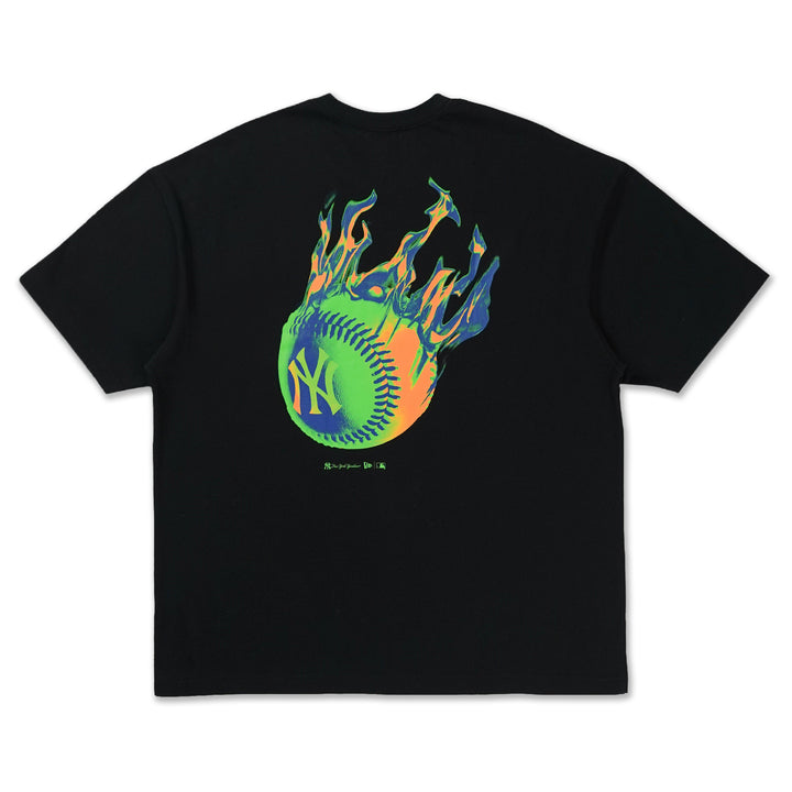 New York Yankees Assorted Graphic Black Oversized Short Sleeve T-Shirt