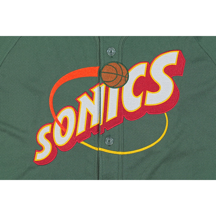 Seattle SuperSonics NBA Hardwood Classics Short Sleeve Cilantro Green Baseball Jersey