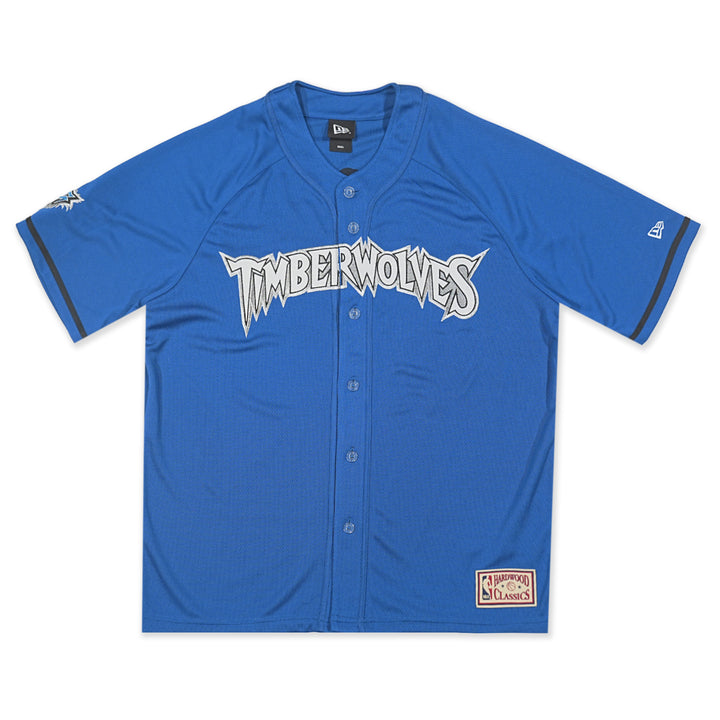 Minnesota Timberwolves NBA Hardwood Classics  Short Sleeve Seashore Blue Baseball Jersey