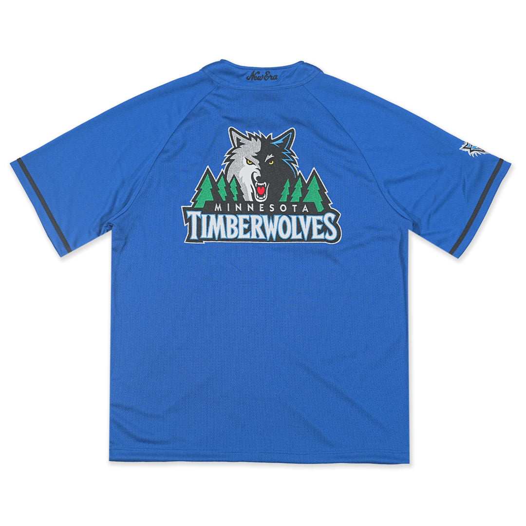 Minnesota Timberwolves NBA Hardwood Classics  Short Sleeve Seashore Blue Baseball Jersey