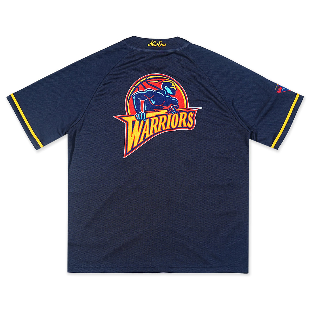 Golden State Warriors NBA Hardwood Classics Short Sleeve Navy Baseball Jersey