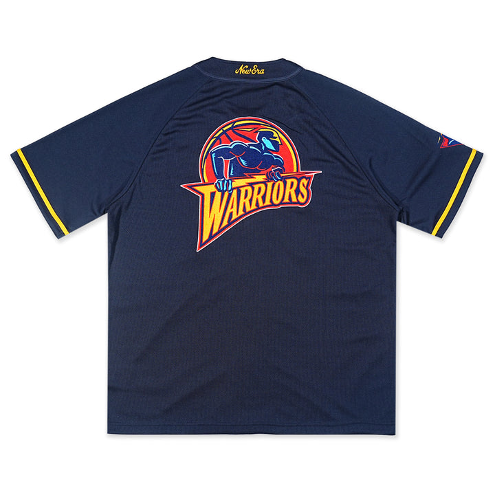 Golden State Warriors NBA Hardwood Classics Short Sleeve Navy Baseball Jersey