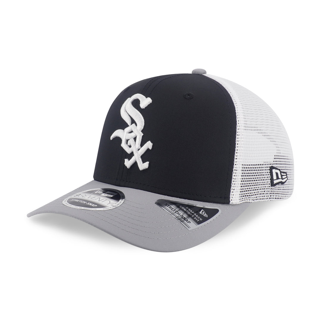 9SEVENTY Trucker Chicago White Sox 2-Tone Gray Visor Black Stretch Snapback