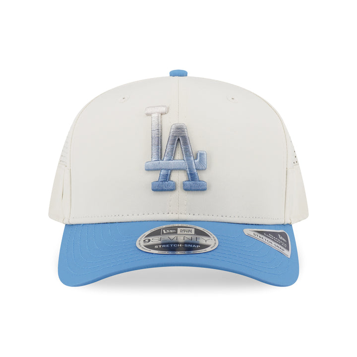 9SEVENTY Los Angeles Dodgers Gradient 2-Tone Radiant Blue Visor Chrome White Stretch Snapback