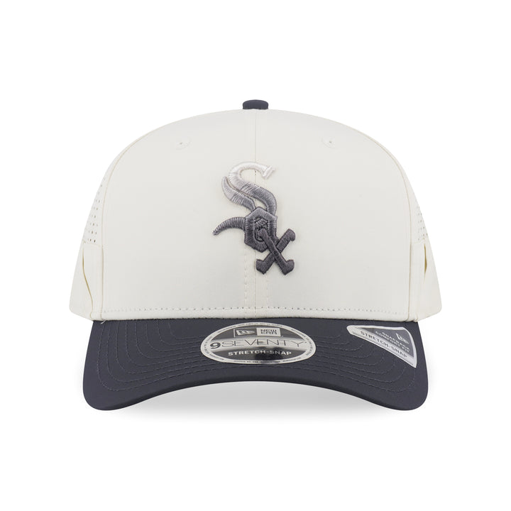 9SEVENTY Chicago White Sox Gradient 2-Tone Graphite Visor Chrome White Stretch Snapback