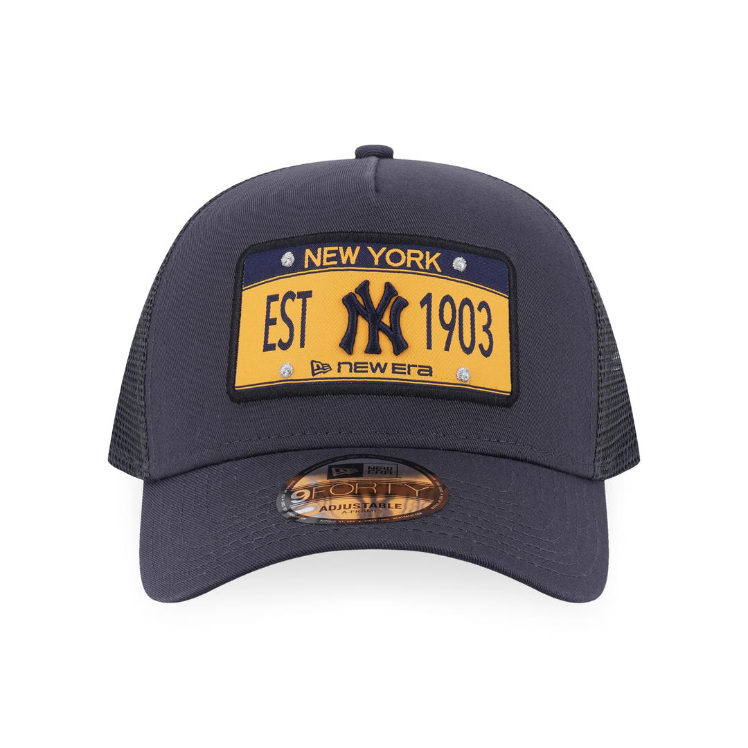 9FORTY A-Frame Trucker New York Yankees License Plate Graphite Adjustable