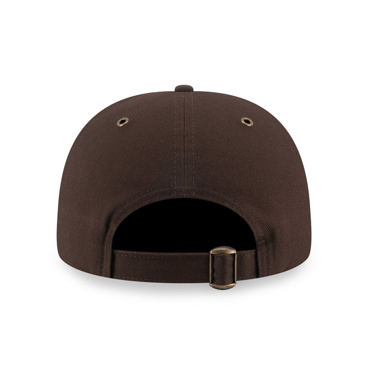 9FORTY A-Frame Los Angeles Dodgers Hammered Metal Badge 2-Tone Chrome White Visor Walnut Adjustable