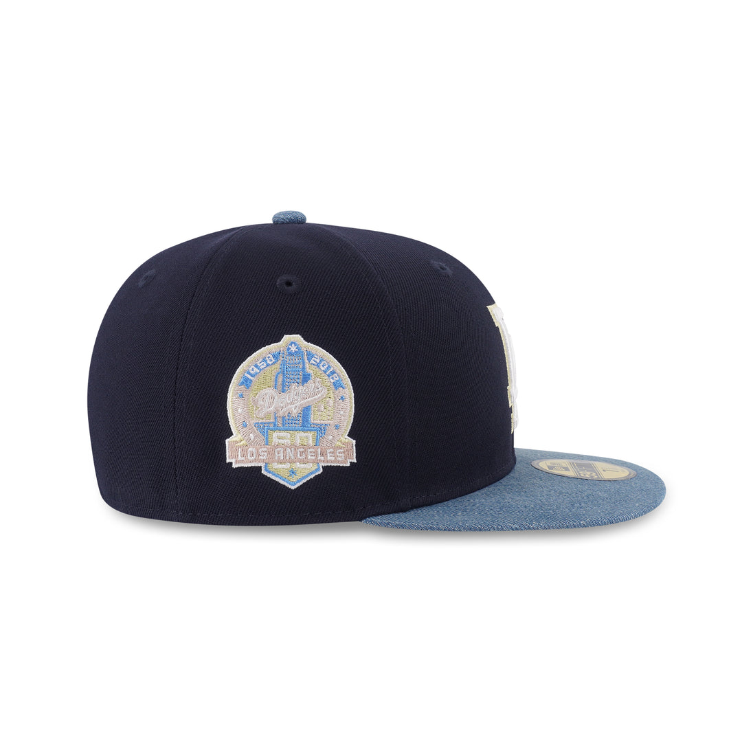 59FIFTY Los Angeles Dodgers Denim Mix 2-Tone Denim Visor Navy Fitted