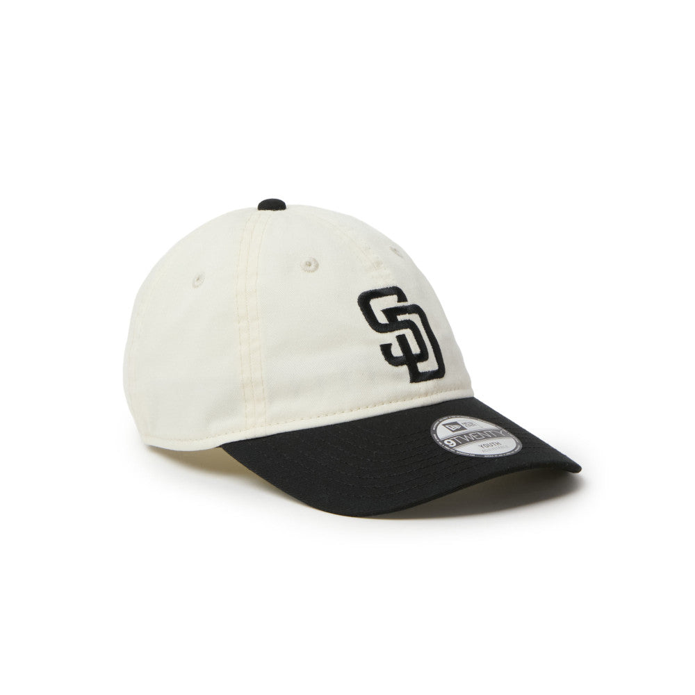 9TWENTY Kids San Diego Padres 2-Tone Black Visor Chrome White Adjustable