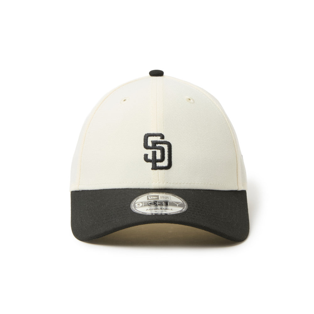 9FORTY San Diego Padres 2-Tone Black Visor Chrome White Black Adjustable