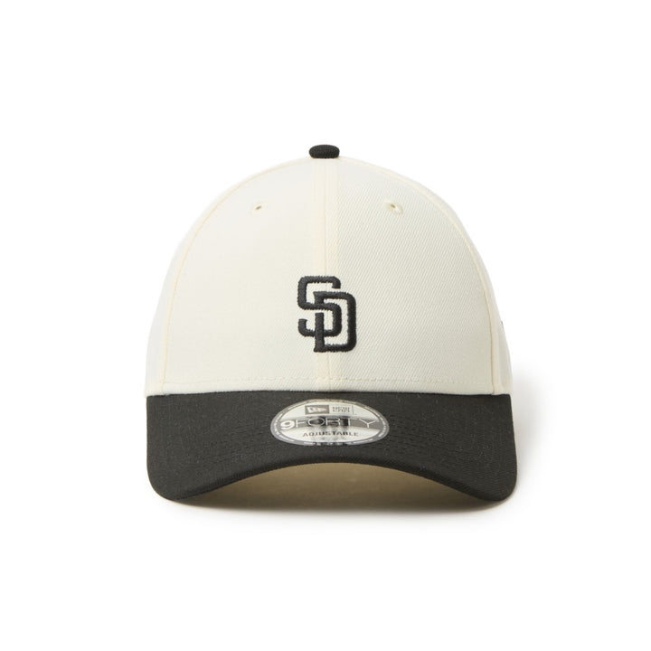 9FORTY San Diego Padres 2-Tone Black Visor Chrome White Black Adjustable