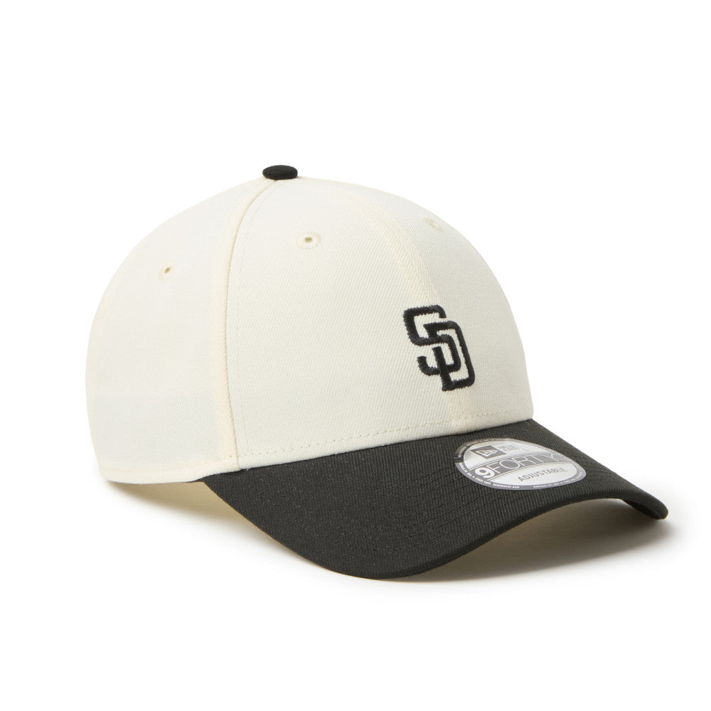 9FORTY San Diego Padres 2-Tone Black Visor Chrome White Black Adjustable