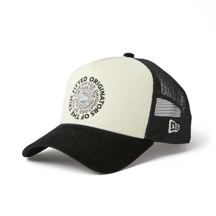9FORTY A-Frame Trucker Corduroy OOTTF 2-Tone Black Visor Chrome White Snapback