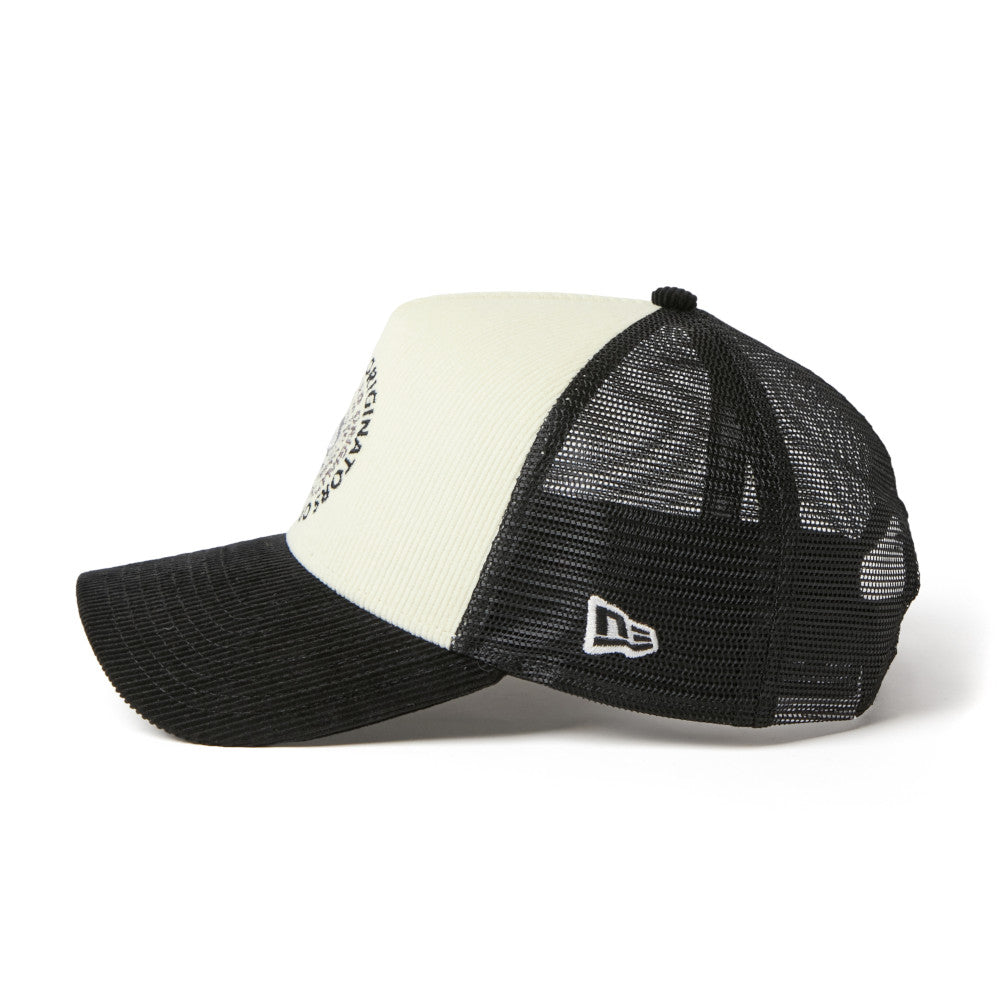 9FORTY A-Frame Trucker Corduroy OOTTF 2-Tone Black Visor Chrome White Snapback