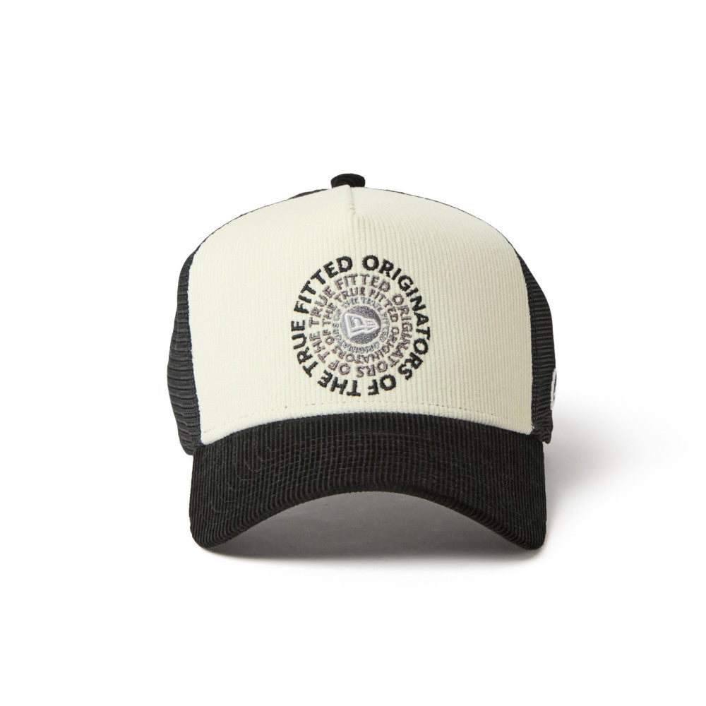 9FORTY A-Frame Trucker Corduroy OOTTF 2-Tone Black Visor Chrome White Snapback