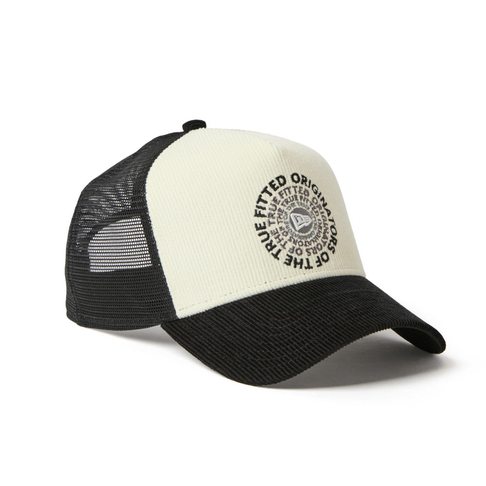 9FORTY A-Frame Trucker Corduroy OOTTF 2-Tone Black Visor Chrome White Snapback