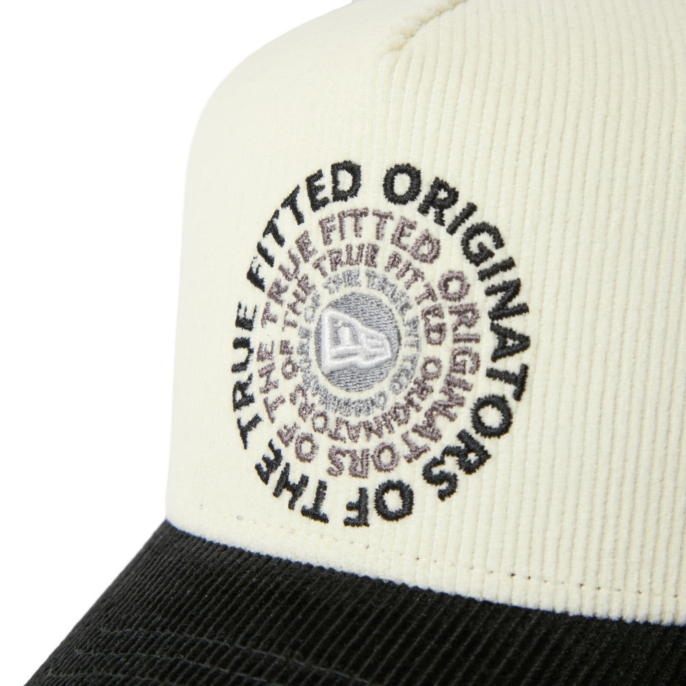 9FORTY A-Frame Trucker Corduroy OOTTF 2-Tone Black Visor Chrome White Snapback