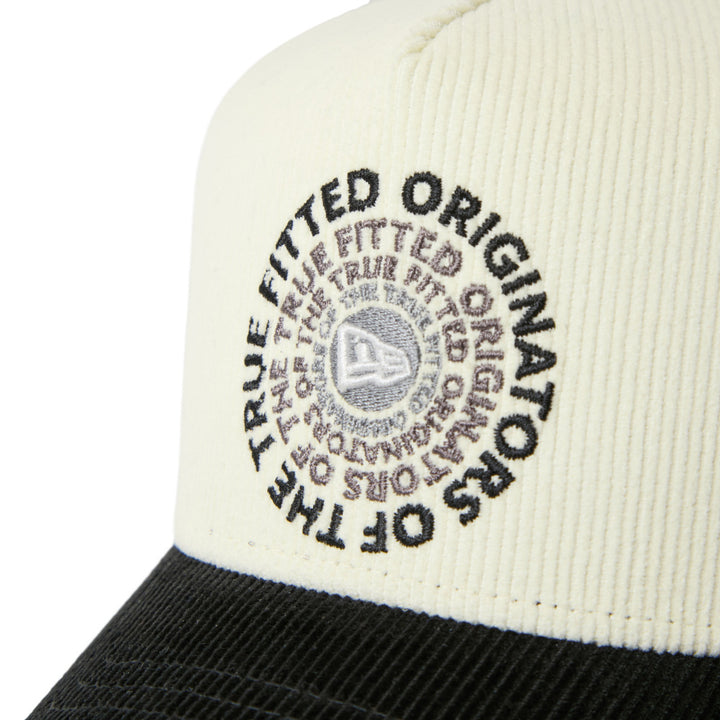 9FORTY A-Frame Trucker Corduroy OOTTF 2-Tone Black Visor Chrome White Snapback