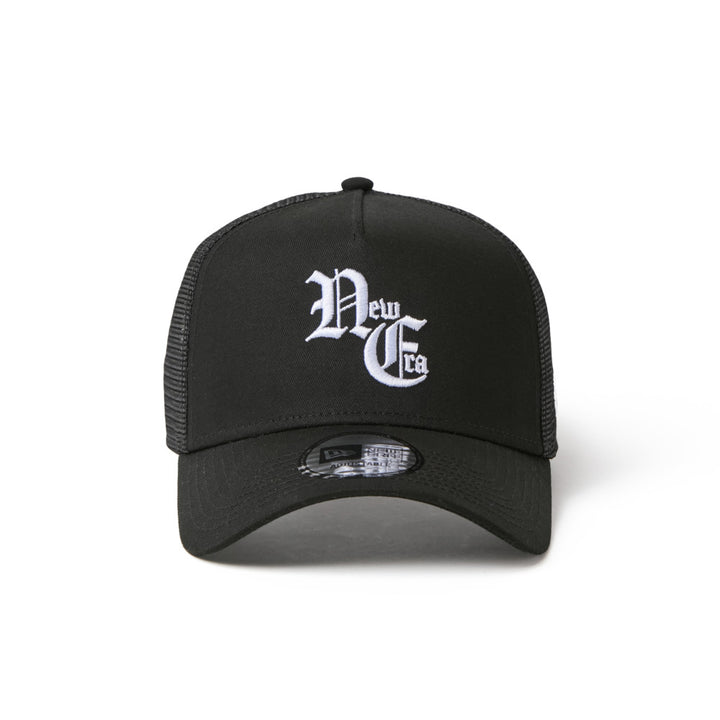 9FORTY A-Frame Trucker New Era Old English Black Snapback