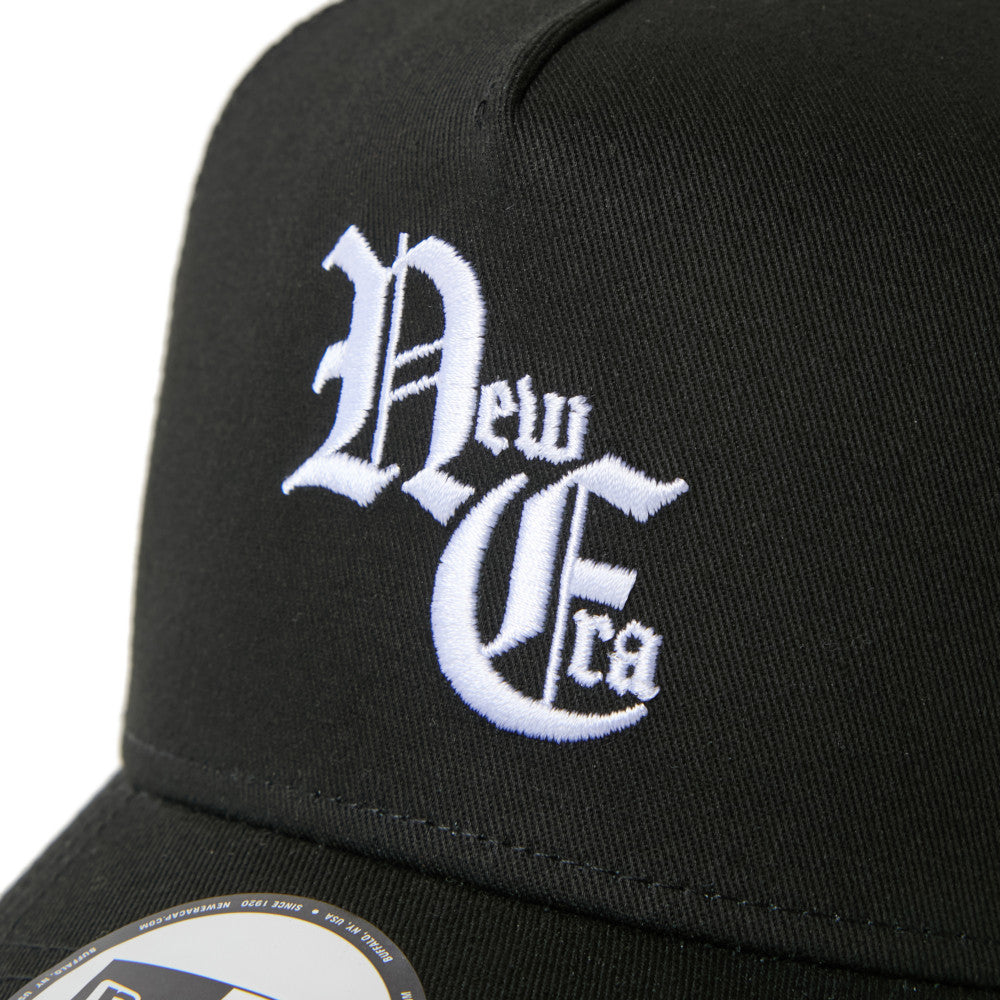 9FORTY A-Frame Trucker New Era Old English Black Snapback