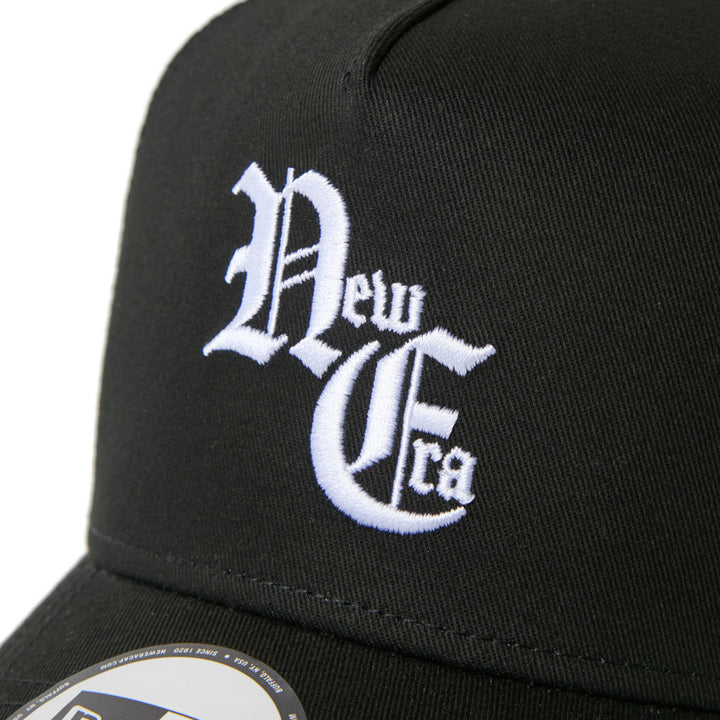 9FORTY A-Frame Trucker New Era Old English Black Snapback