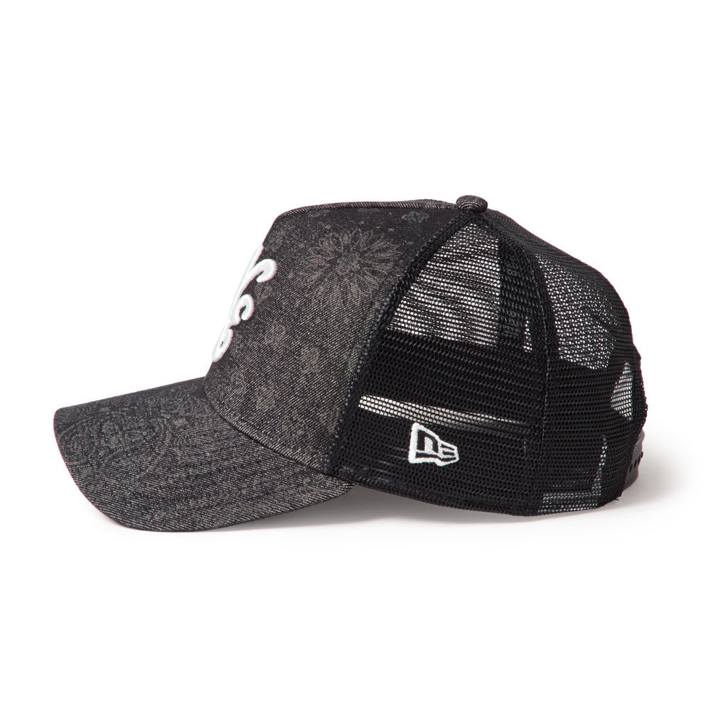 9FORTY A-Frame Trucker Classic New Era Laser Burn Out Denim Black Snapback