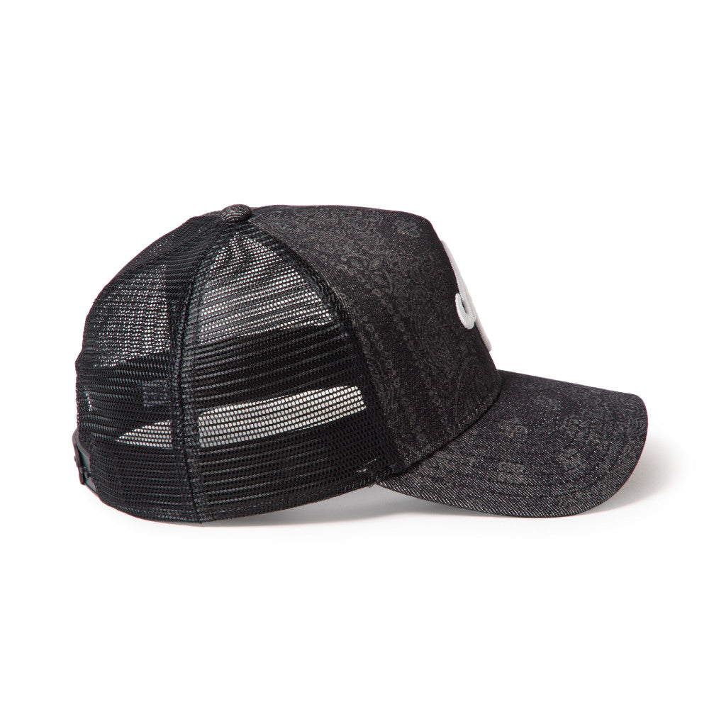 9FORTY A-Frame Trucker Classic New Era Laser Burn Out Denim Black Snapback