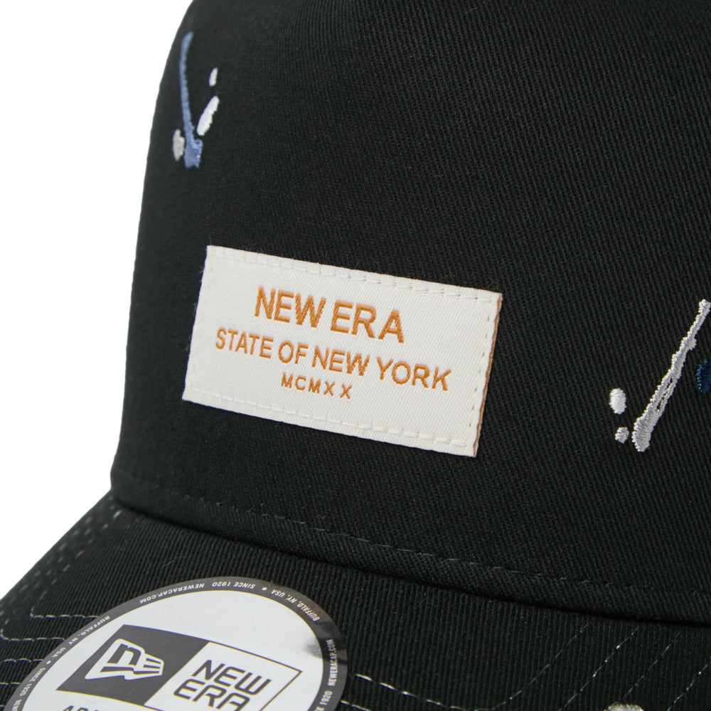9FORTY A-Frame Splash Embroidery Woven Patch Black Snapback