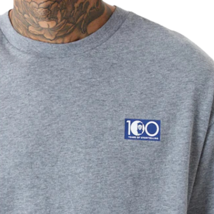 Warner Brother 100th Looney Tunes Mashup Retro Classic Heather Gray Oversized Short Sleeve T-Shirt