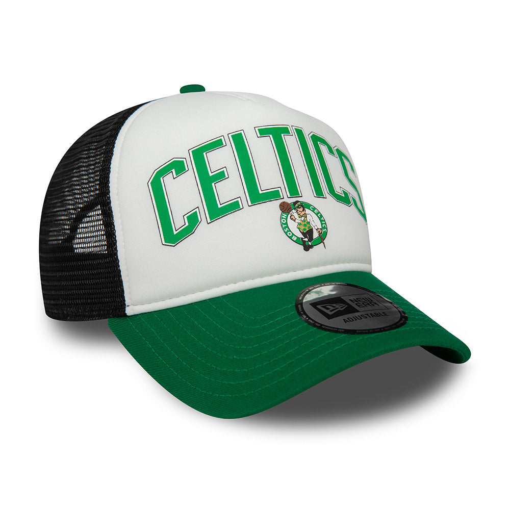 9FORTY E-Frame Trucker Boston Celtics NBA Retro Graphic 2-Tone Black Rear White Snapback