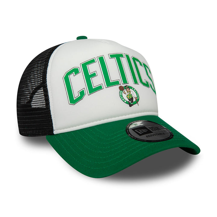 9FORTY E-Frame Trucker Boston Celtics NBA Retro Graphic 2-Tone Black Rear White Snapback