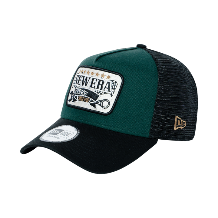 9FORTY E-Frame Trucker New Era Patch Dark Green Snapback
