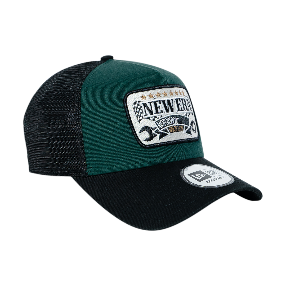 9FORTY E-Frame Trucker New Era Patch Dark Green Snapback