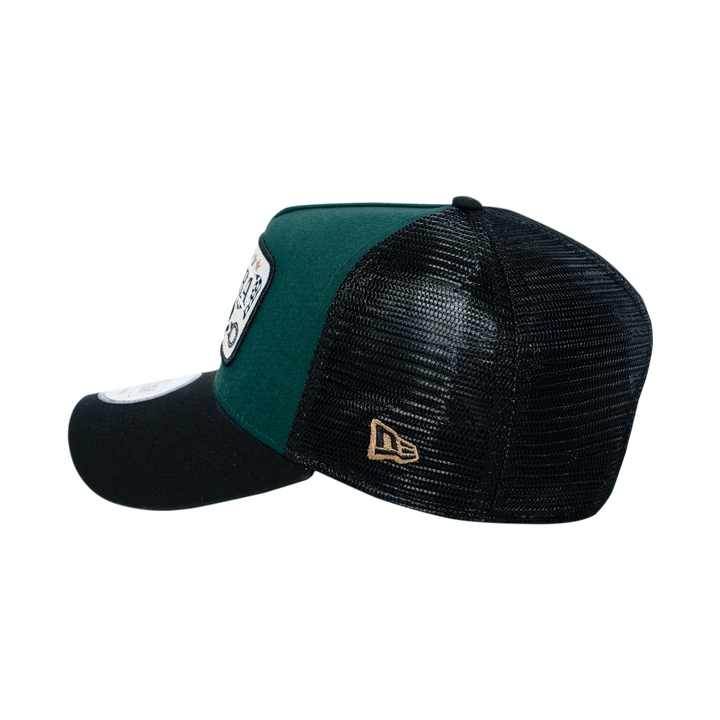 9FORTY E-Frame Trucker New Era Patch Dark Green Snapback