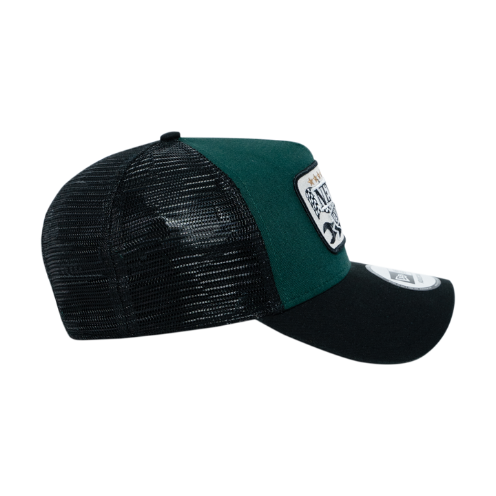 9FORTY E-Frame Trucker New Era Patch Dark Green Snapback
