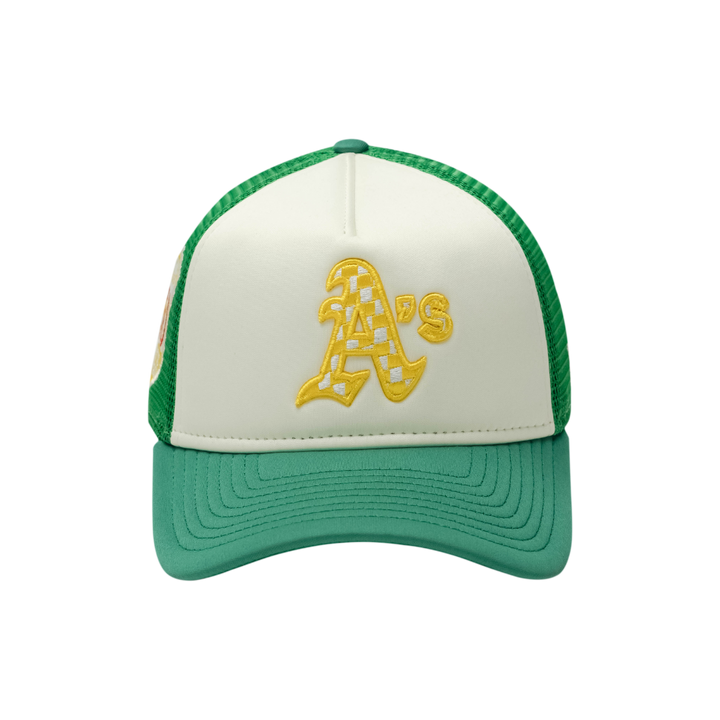 9FORTY A-Frame Trucker Oakland Athletics Check Flag Green Snapback