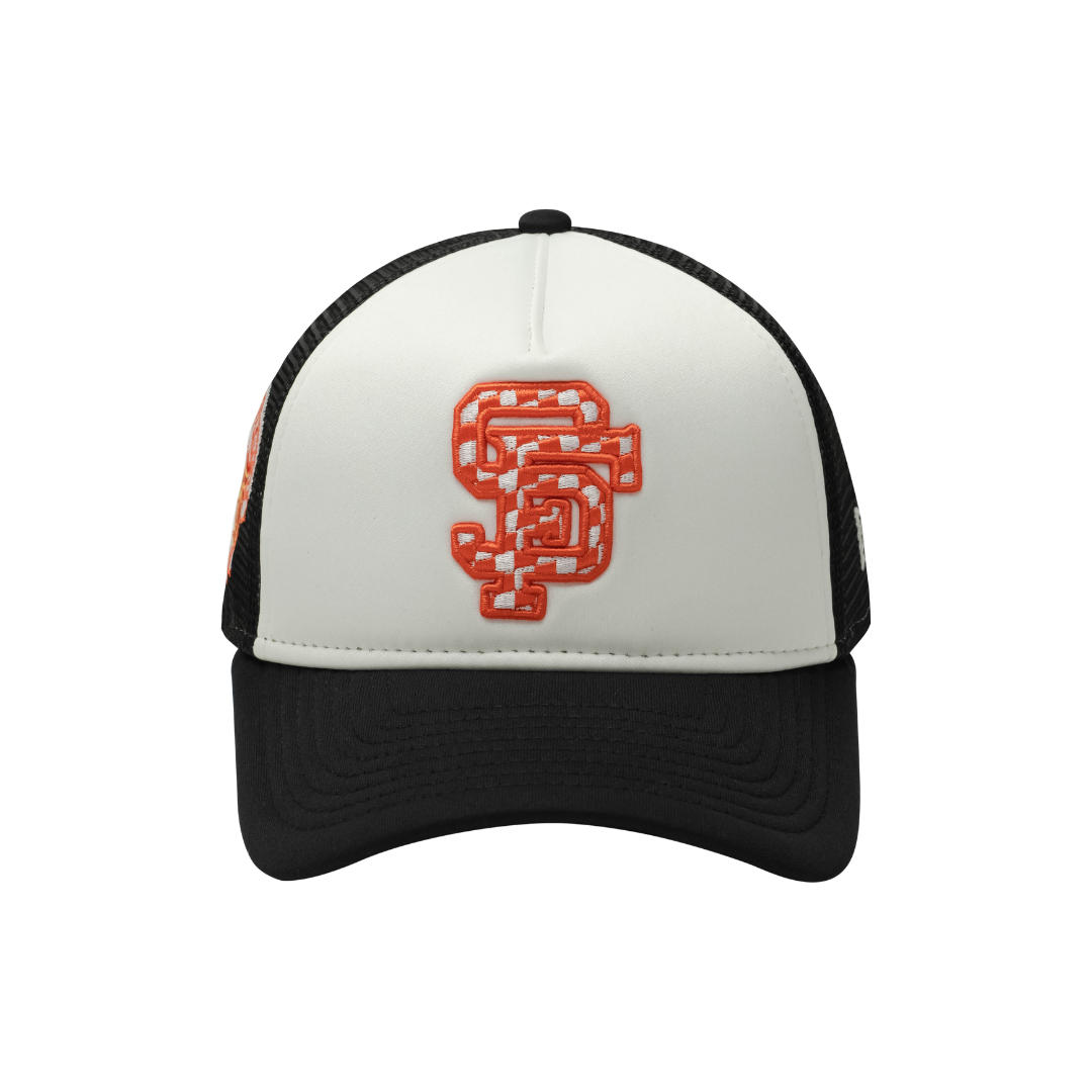 9FORTY A-Frame Trucker San Francisco Giants Check Flag Black Snapback